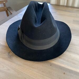 Vintage Dobbs Fur Felt Fedora Hat Size S Color Black